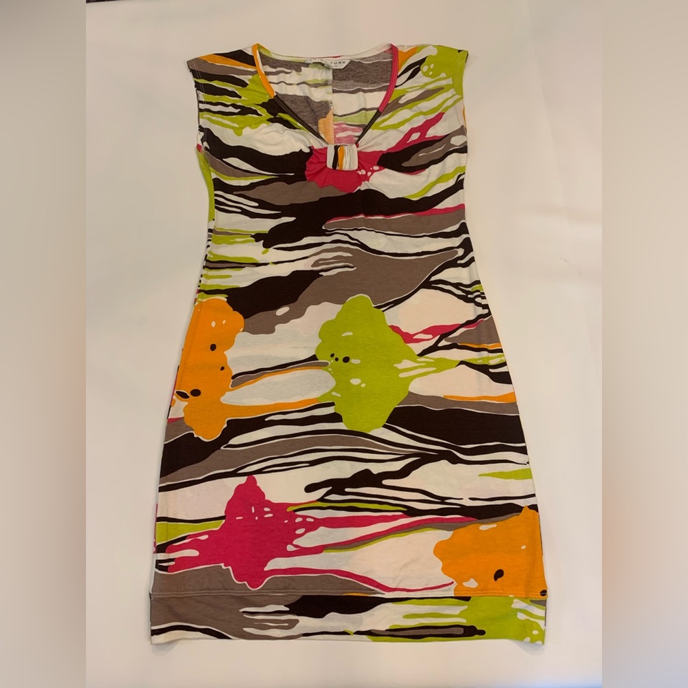 Trina Turk womens small stretch dress, multicolor, color splash, Y2K (O)